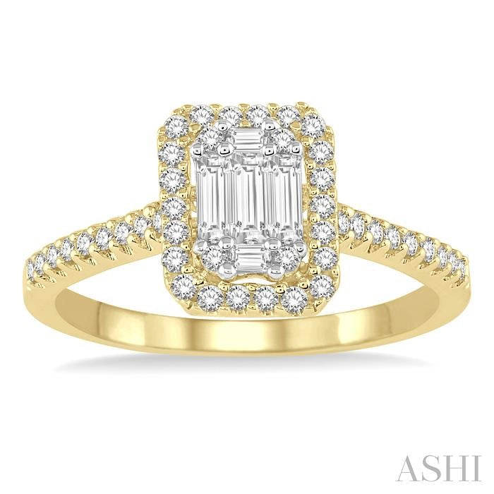 ASHI Emerald Shape Halo Fusion Diamond Engagement Ring 112A3PPFGYW