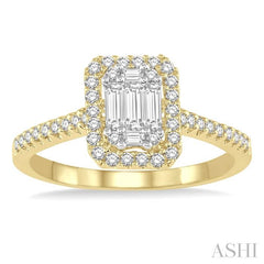 ASHI Emerald Shape Halo Fusion Diamond Engagement Ring 112A3PPFGYW