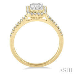 ASHI Emerald Shape Halo Fusion Diamond Engagement Ring 112A3PPFGYW
