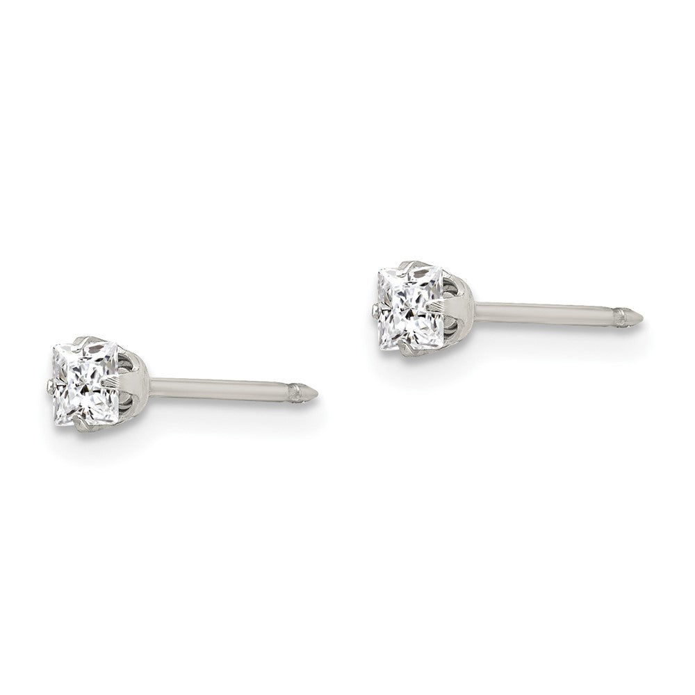 112E Inverness Stainless Steel 3mm Square CZ Post Earrings