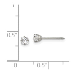 112E Inverness Stainless Steel 3mm Square CZ Post Earrings