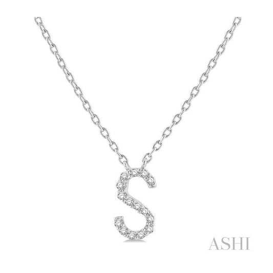 ASHI Block 'S' Initial Diamond Pendant 912F9PPTSPDWG-S