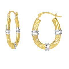 Two-tone Gold Polished Fancy Hoops Earring