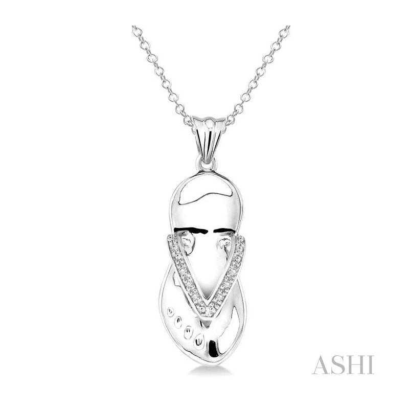 ASHI Silver Flip Flop Diamond Fashion Pendant 87769PPSSSLPD