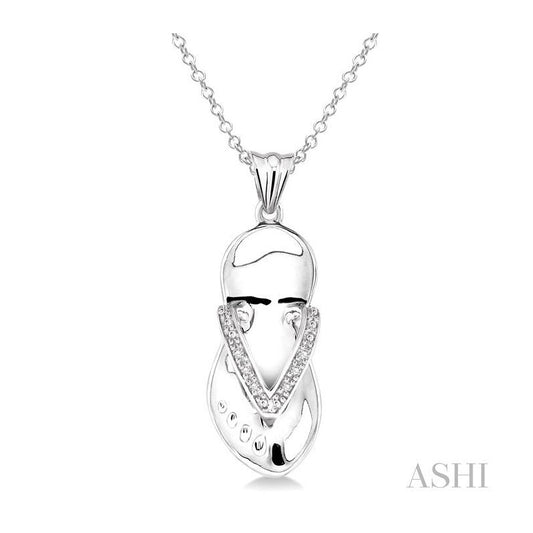 ASHI Silver Flip Flop Diamond Fashion Pendant 87769PPSSSLPD