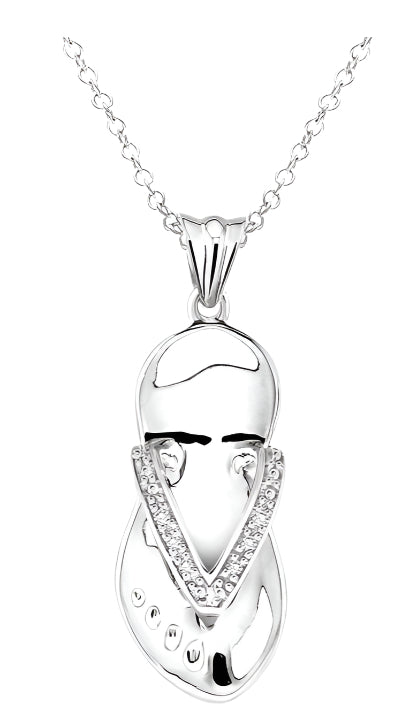 Parkplace Jewelers Silver Flip Flop Diamond Fashion Pendant 87769PPSSSLPD
