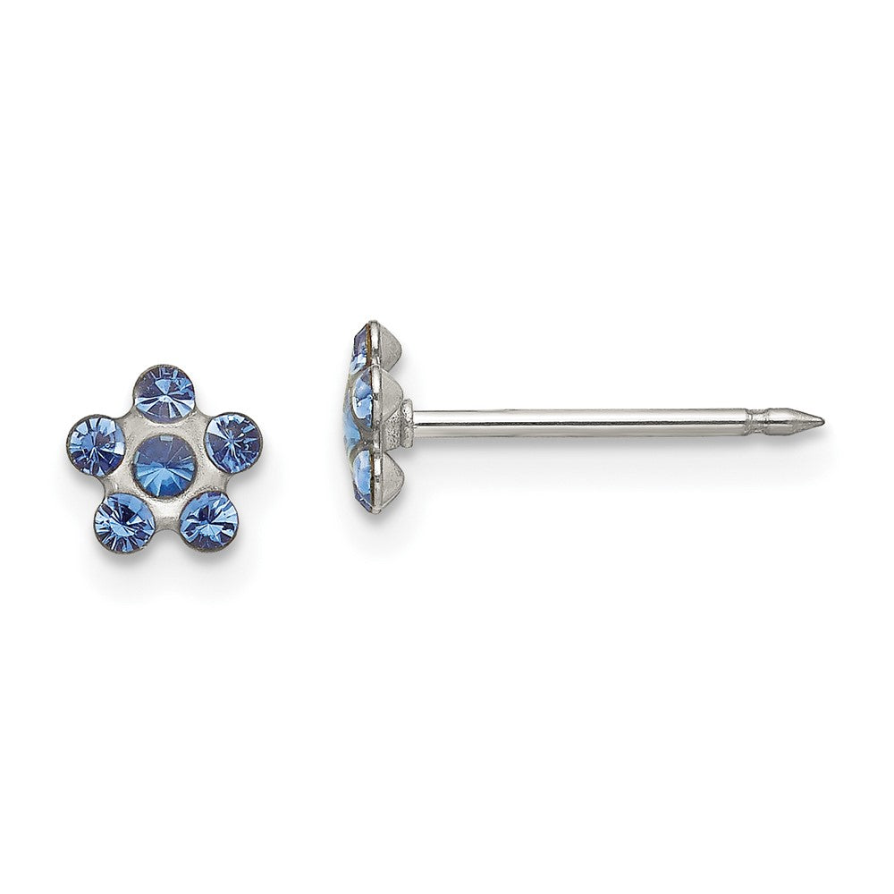 116E Inverness Stainless Steel Blue Crystal Post Earrings