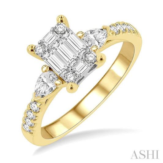 ASHI Emerald Shape Fusion Diamond Engagement Ring 117D2PPFGYW