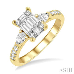 ASHI Emerald Shape Fusion Diamond Engagement Ring 117D2PPFGYW
