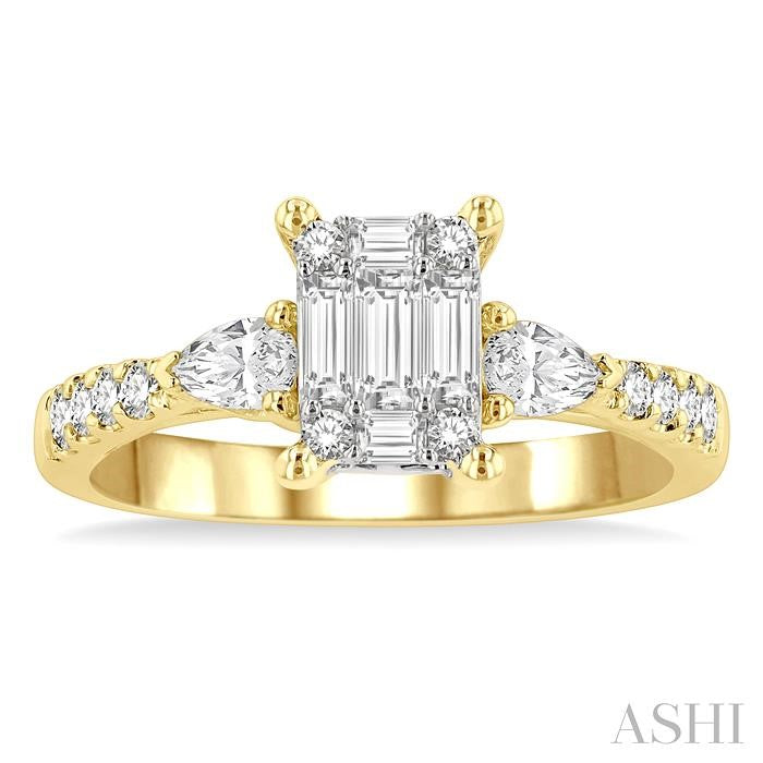 ASHI Emerald Shape Fusion Diamond Engagement Ring 117D2PPFGYW
