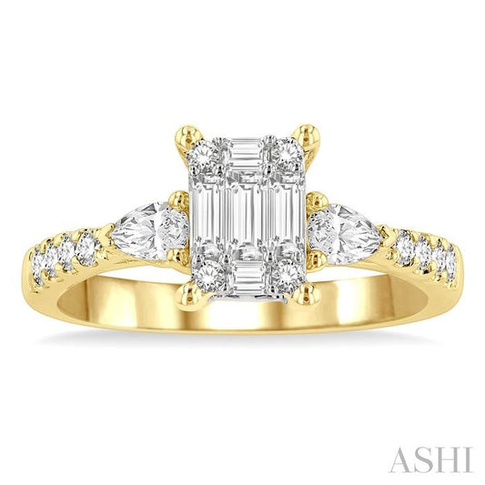 ASHI Emerald Shape Fusion Diamond Engagement Ring 117D2PPFGYW