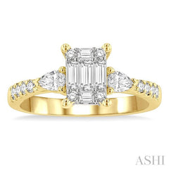 ASHI Emerald Shape Fusion Diamond Engagement Ring 117D2PPFGYW
