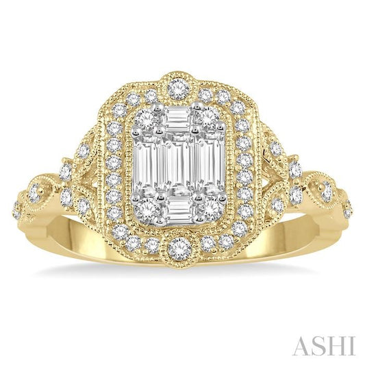 ASHI Emerald Shape Halo Fusion Diamond Engagement Ring 118B3PPFRYW