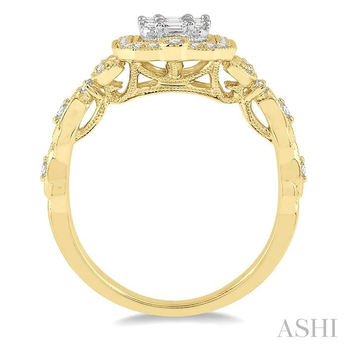 ASHI Emerald Shape Halo Fusion Diamond Engagement Ring 118B3PPFRYW