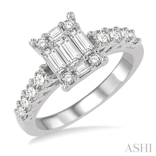 ASHI Emerald Shape Fusion Diamond Engagement Ring 118D1PPFVWG