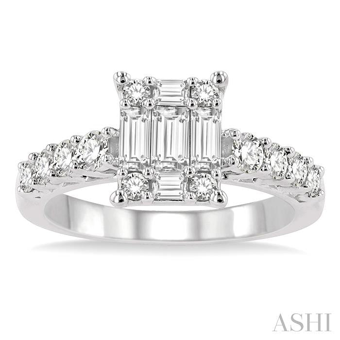 ASHI Emerald Shape Fusion Diamond Engagement Ring 118D1PPFVWG