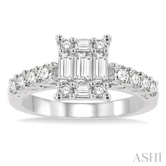 ASHI Emerald Shape Fusion Diamond Engagement Ring 118D1PPFVWG