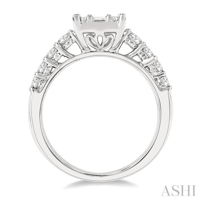 ASHI Emerald Shape Fusion Diamond Engagement Ring 118D1PPFVWG