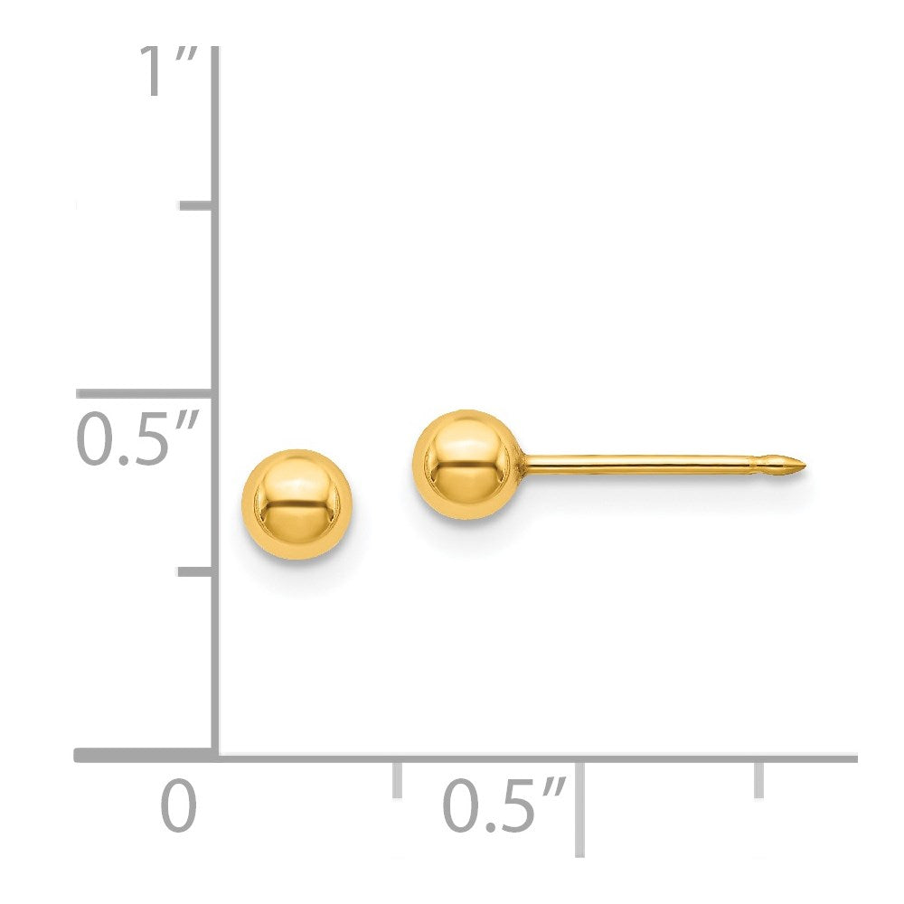 11E Inverness Stainless Steel 24K Gold-plated 4mm Ball Post Earrings