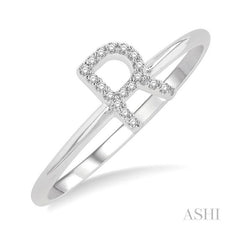 ASHI Block 'R' Initial Diamond Ring 365D9PPTSWG-R