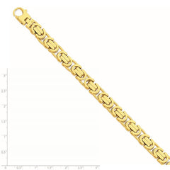 Quality Gold 14K 8.5 inch 10.1mm Hand Polished Byzantine Link with Lobster Clasp Bracelet LK415