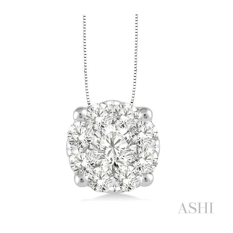 ASHI Round Shape Lovebright Essential Diamond Solitaire Pendant 91752PPFGPDWG