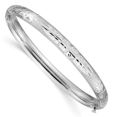 Quality Gold 14k 4/16 White Gold Florentine Engraved Hinged Bangle WFE4-16