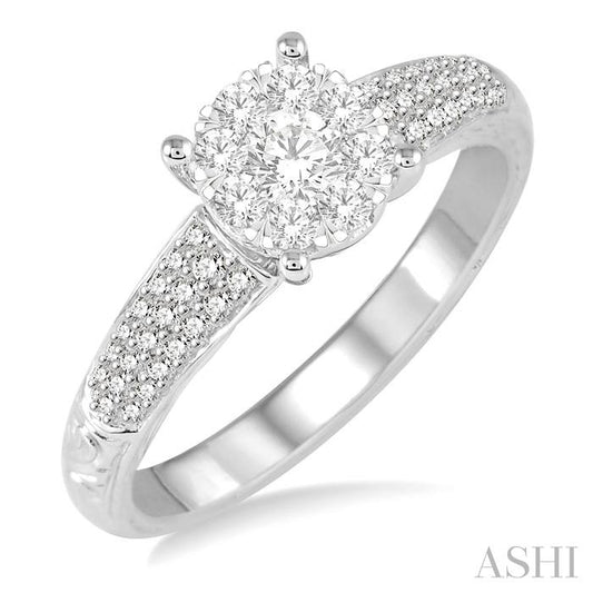 ASHI Round Shape Lovebright Diamond Engagement Ring 120D3PPFVWG-LE