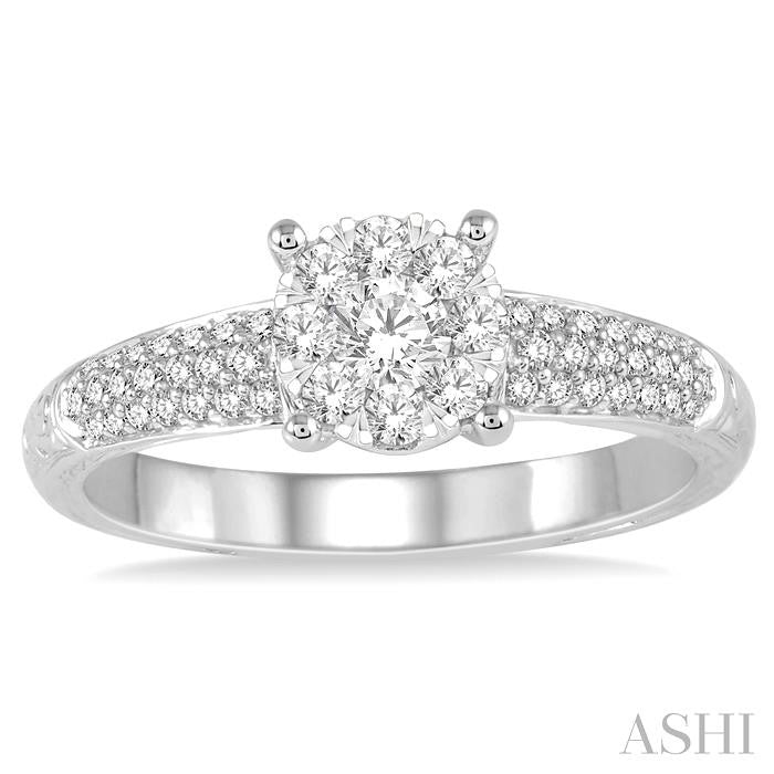 ASHI Round Shape Lovebright Diamond Engagement Ring 120D3PPFVWG-LE