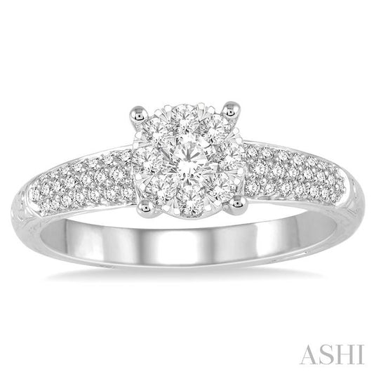 ASHI Round Shape Lovebright Diamond Engagement Ring 120D3PPFVWG-LE