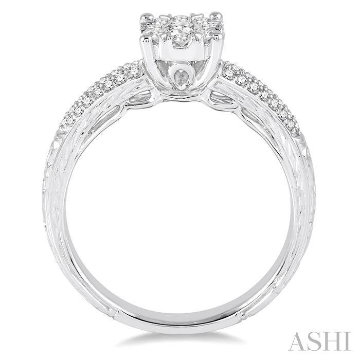 ASHI Round Shape Lovebright Diamond Engagement Ring 120D3PPFVWG-LE