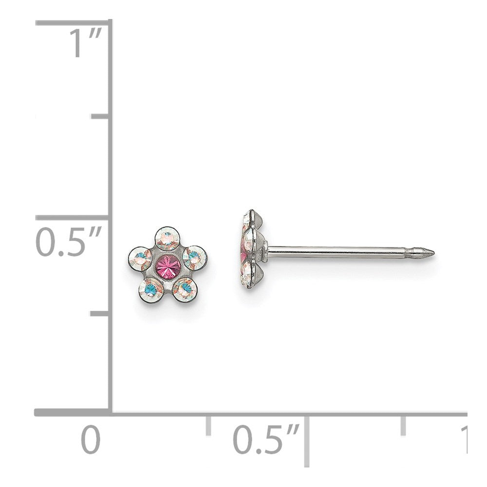 120E Inverness Stainless Steel Clear/Rose Crystal Post Earrings