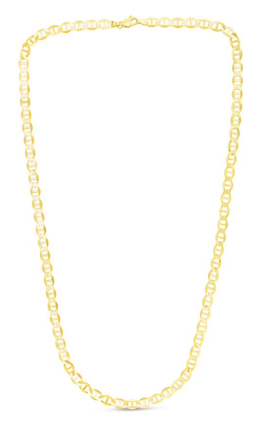 Yellow Gold Diamond Cut/ Textured Mariner Bracelet