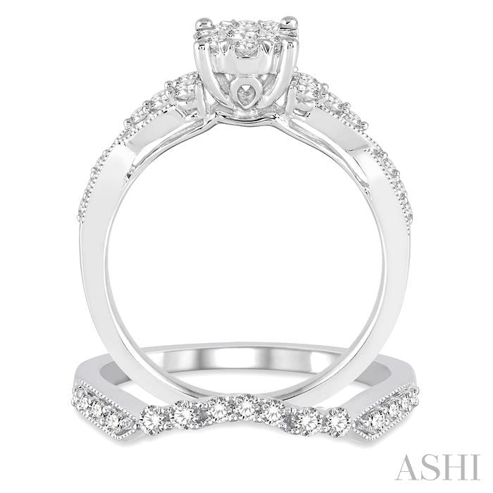 ASHI Round Shape Lovebright Diamond Wedding Set 121D2PPFVWG-WS