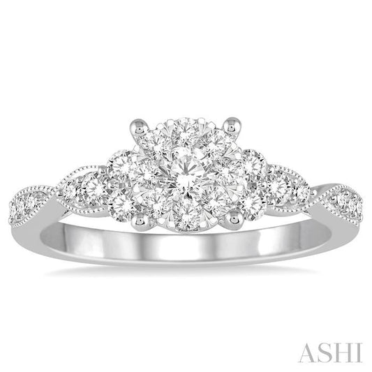 ASHI Round Shape Lovebright Diamond Engagement Ring 121D3PPFGWG-LE