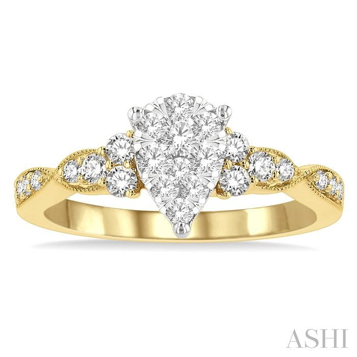 ASHI Pear Shape Lovebright Diamond Engagement Ring 121G3PPFHYW