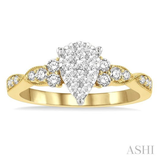 ASHI Pear Shape Lovebright Diamond Engagement Ring 121G3PPFHYW
