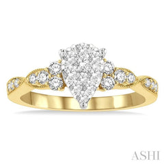 ASHI Pear Shape Lovebright Diamond Engagement Ring 121G3PPFHYW
