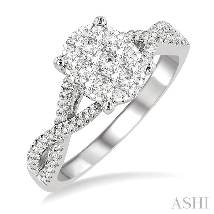 ASHI Oval Shape Lovebright Diamond Engagement Ring 122G3PPFGWG