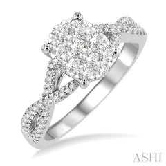 ASHI Oval Shape Lovebright Diamond Engagement Ring 122G3PPFGWG
