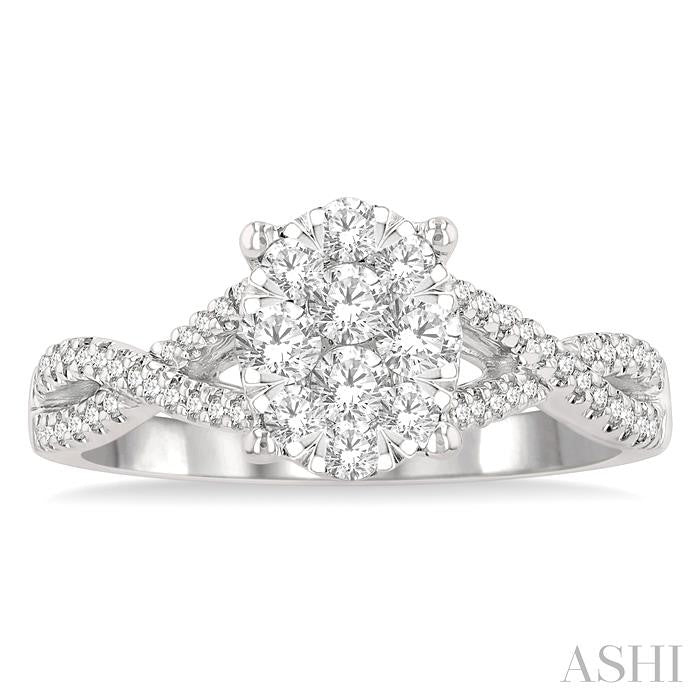 ASHI Oval Shape Lovebright Diamond Engagement Ring 122G3PPFGWG