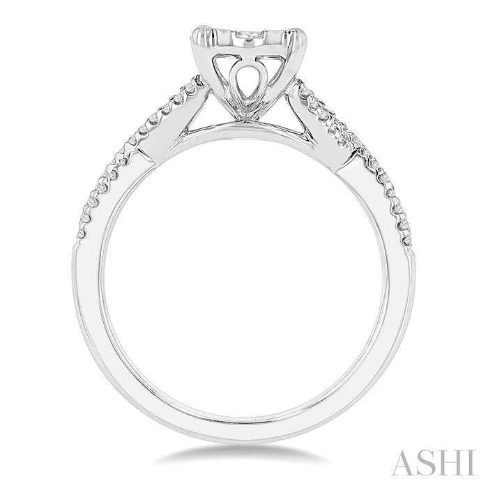 ASHI Oval Shape Lovebright Diamond Engagement Ring 122G3PPFGWG