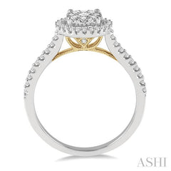 ASHI Round Shape Halo Lovebright Essential Diamond Engagement Ring 124F3PPFGWY