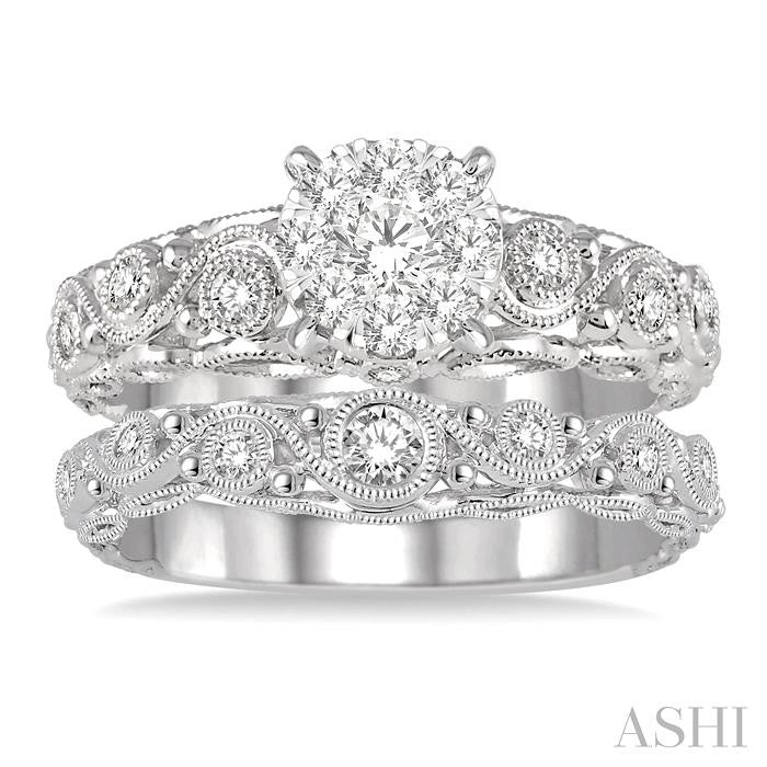 ASHI Round Shape Lovebright Diamond Wedding Set 125E3PPFVWG-WS