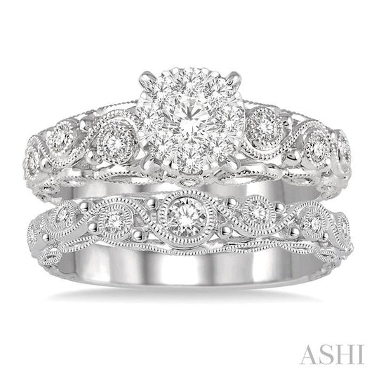 ASHI Round Shape Lovebright Diamond Wedding Set 125E3PPFVWG-WS
