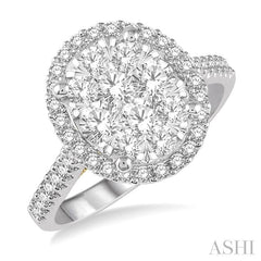 ASHI Oval Shape Halo Lovebright Essential Diamond Engagement Ring 125F1PPFVWY