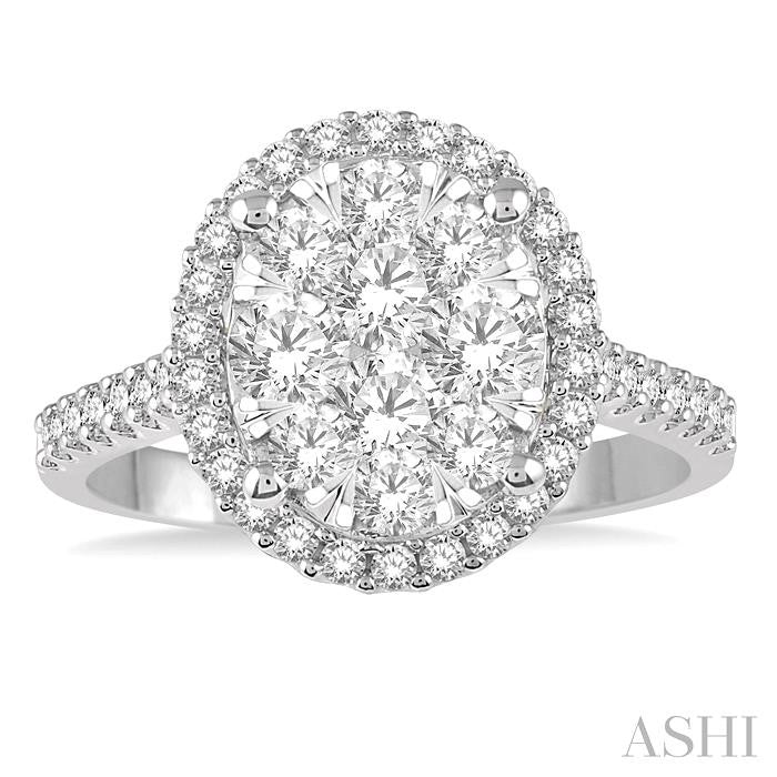 ASHI Oval Shape Halo Lovebright Essential Diamond Engagement Ring 125F1PPFVWY