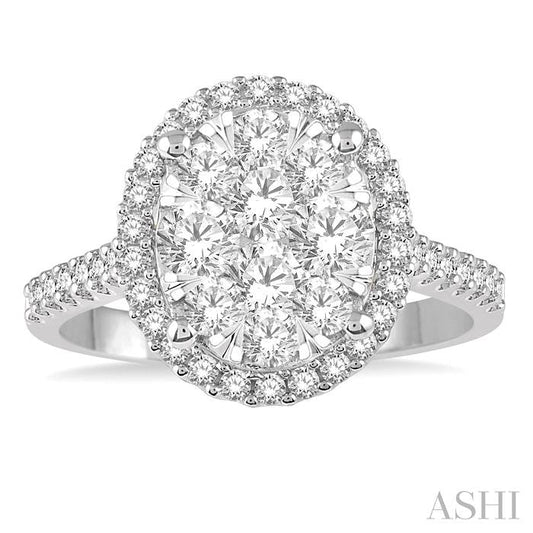ASHI Oval Shape Halo Lovebright Essential Diamond Engagement Ring 125F1PPFVWY
