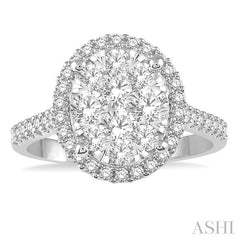 ASHI Oval Shape Halo Lovebright Essential Diamond Engagement Ring 125F1PPFVWY