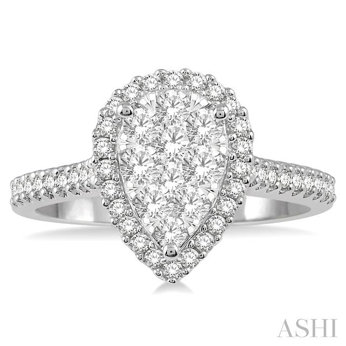 ASHI Pear Shape Halo Lovebright Essential Diamond Engagement Ring 126F2PPFGWP